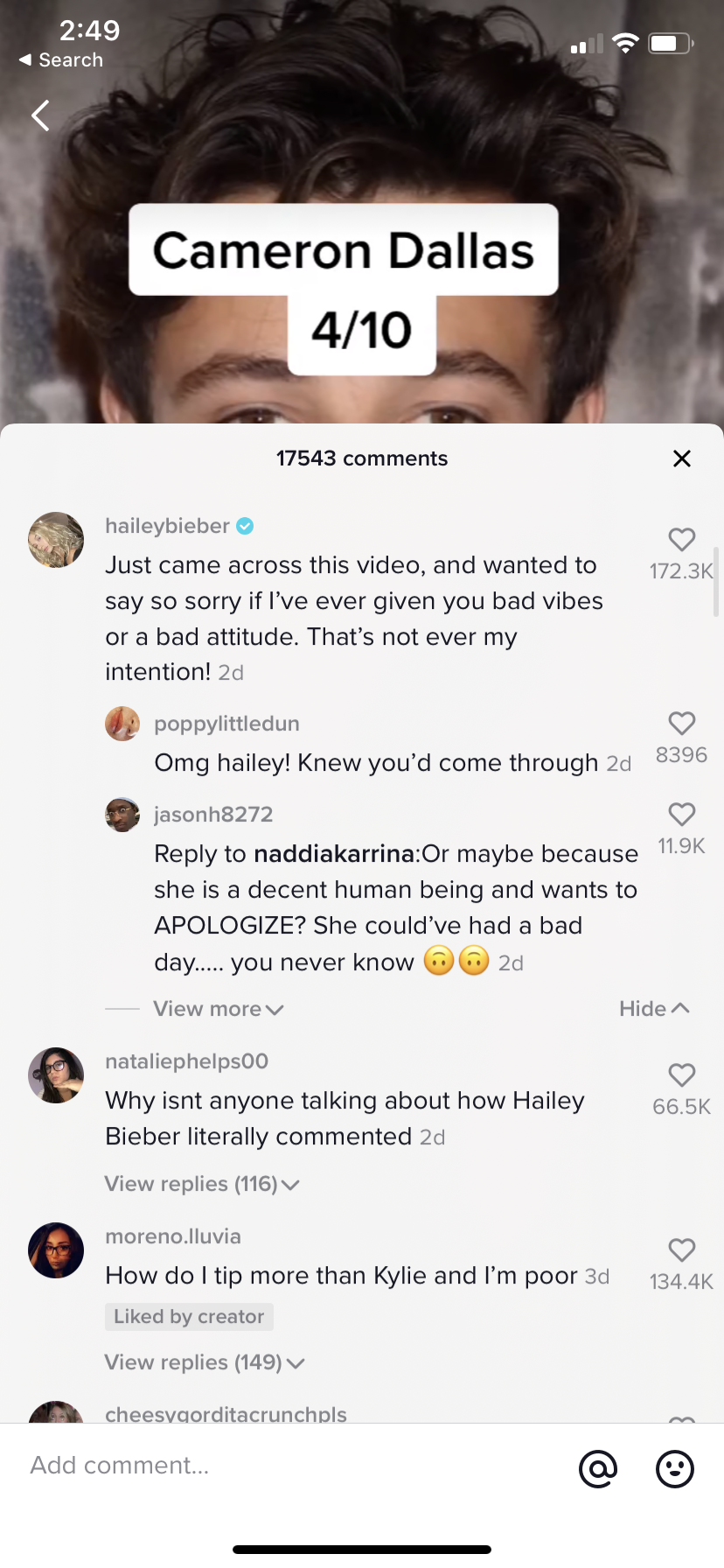 Hailey Bieber se disculpa con la anfitriona del restaurante que la llamó a TikTok