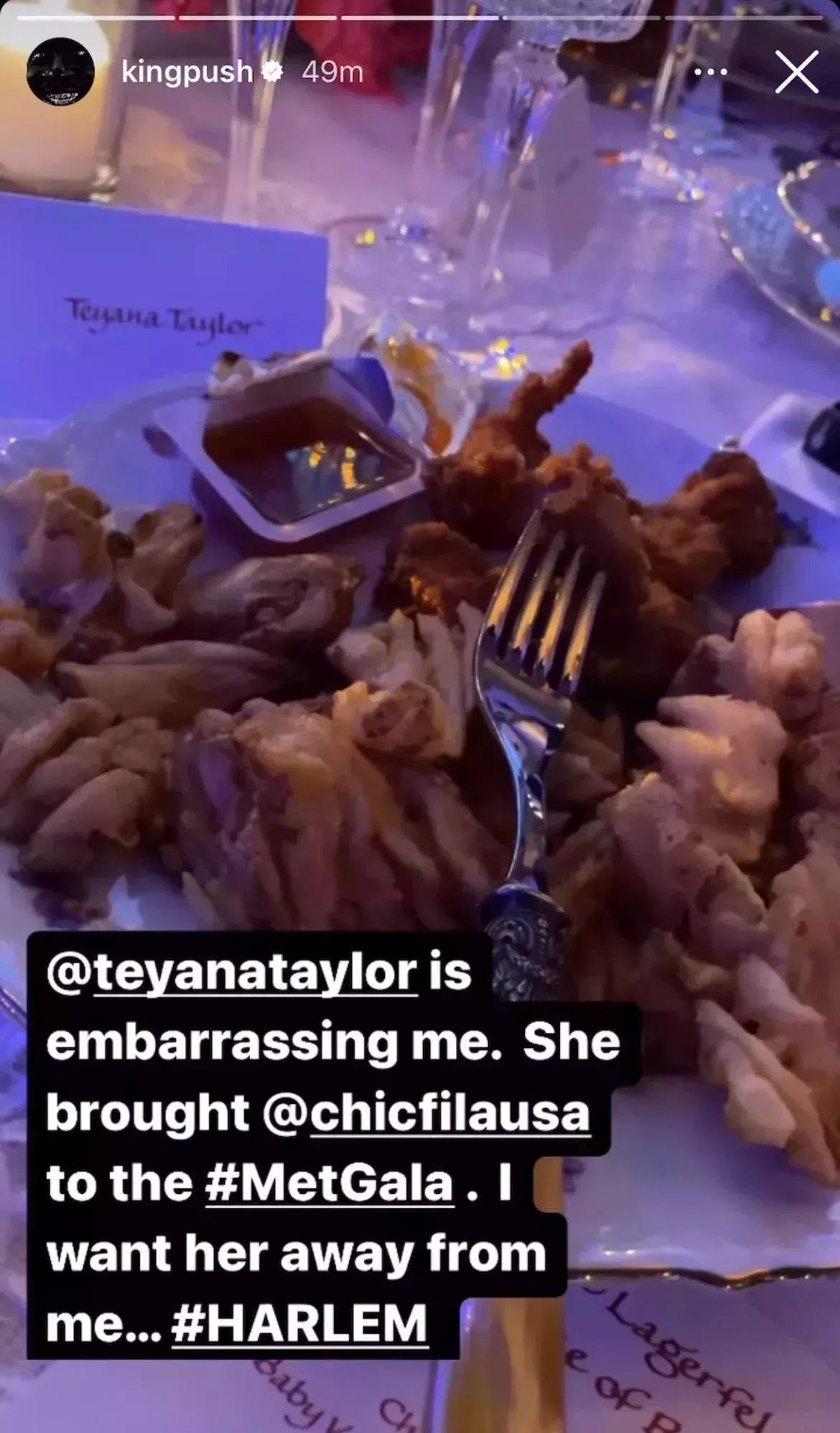 Teyana Taylor coló gofres fritos y nuggets en la Gala del Met