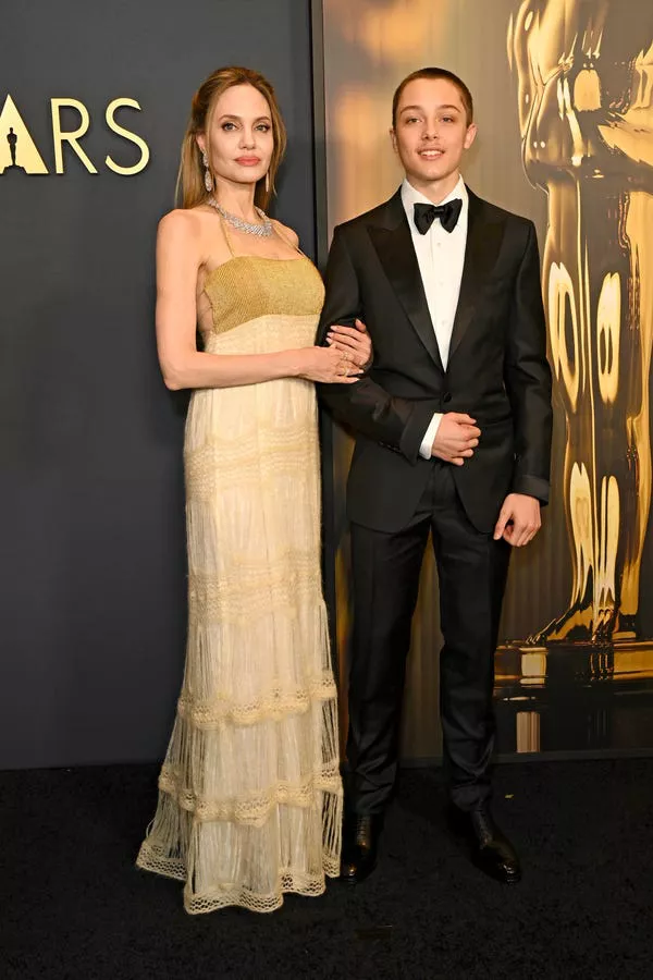 Angelina Jolie and Knox Jolie-Pitt attend the 2024 Governors Awards in Hollywood