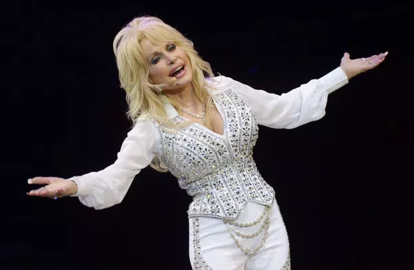 Dolly Parton at a benefit concert.