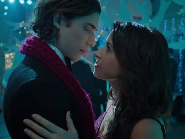 Dustin Milligan as Jack Snowman and Lacey Chabert as Kathy Barrett in 'Hot Frosty.'