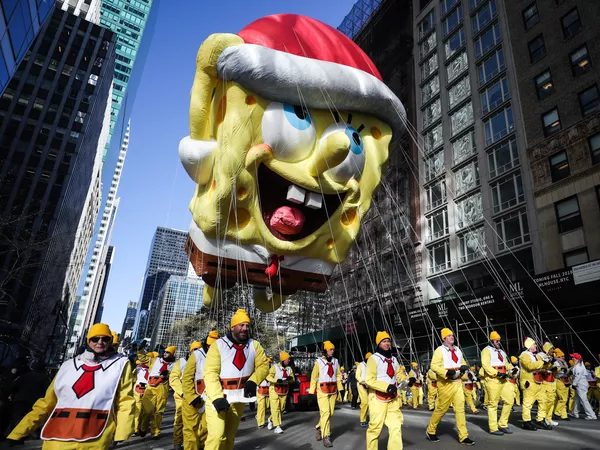 Un globo de SpongeBob SquarePants viajó por la ciudad de Nueva York en 2018.