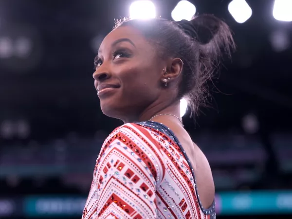 A still of Simone Biles in 'Simone Biles: Rising.' Courtesy of Netflix