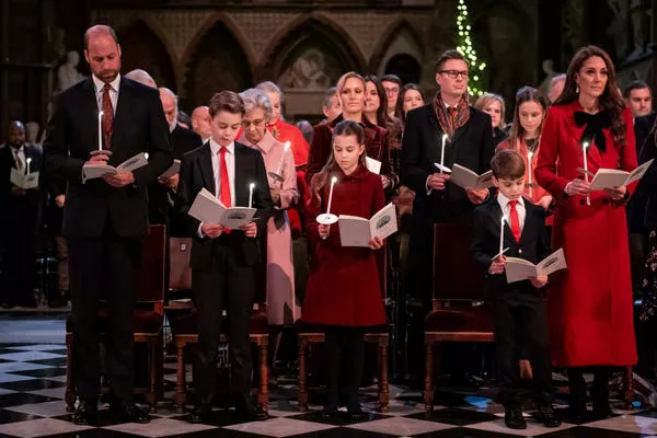 Prince William, Kate Middleton, and their children attend the 'Together at Christmas' carol service in December 2024. Aaron Chown / POOL / AFP / Getty Images