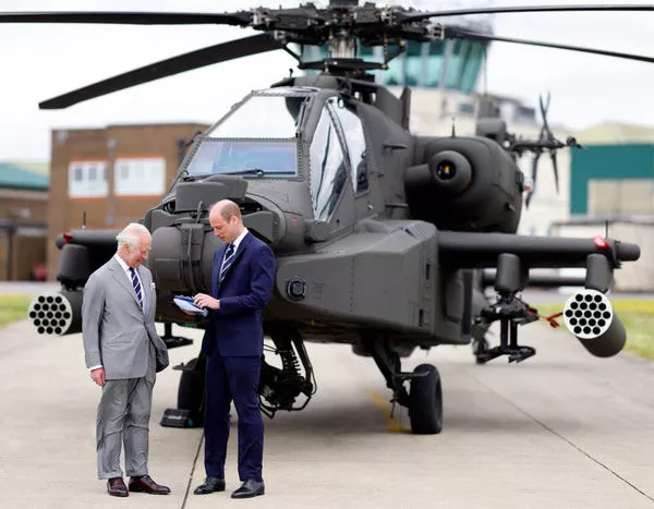 King Charles III and Prince William at the official pass over of the Colonel-in-Chief of the Army Air Corps in May 2024. Max Mumby/Indigo/Getty Images