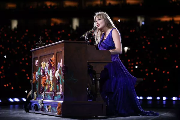 Taylor Swift performs during the Eras Tour in Miami.