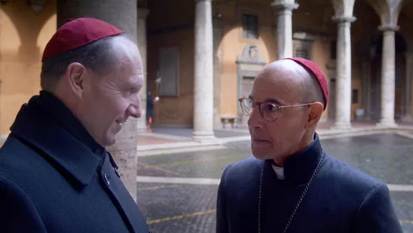 Ralph Fiennes and Stanley Tucci in 'Conclave.' Focus Features