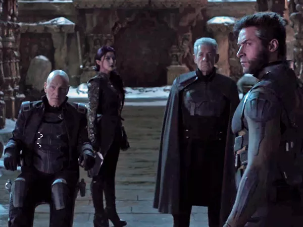 Patrick Stewart, Fan Bingbing, Ian McKellan y Hugh Jackman en 'X-Men: Días del Pasado Futuro.' 20th Century Fox