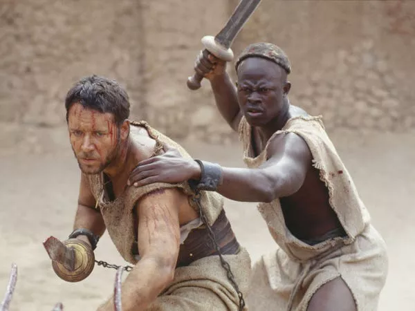 Russell Crowe and Djimon Hounsou in 'Gladiator.'