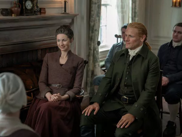 Sam Heughan as Jamie Fraser and Caitríona Balfe as Claire Fraser in 'Outlander' season seven. Starz