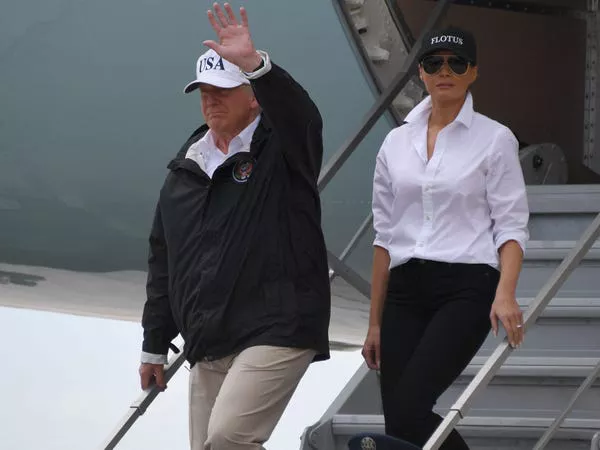 Donald y Melania Trump en Texas en agosto de 2017