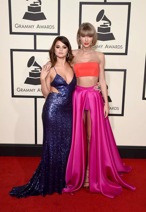 Musicians Selena Gomez and Taylor Swift attend the 58th Grammy Awards on February 15, 2016.