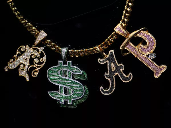 Rappers like A$AP Rocky have been known to wear blingy nameplate necklaces.