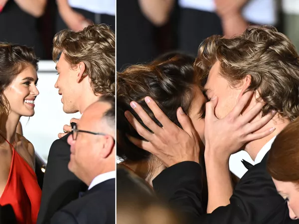 Kaia Gerber y Austin Butler abrazándose después de la proyección de 'Elvis' durante el 75º festival de cine de Cannes. Corbis/Corbis vía Getty Images