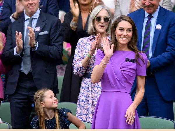 Princess Charlotte and Kate Middleton at the men's singles finals at Wimbledon 2024