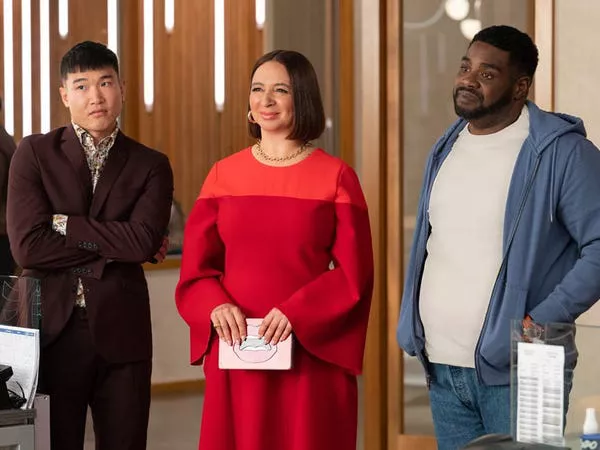 Joel Kim Booster, Maya Rudolph, and Ron Funches in 'Loot.'