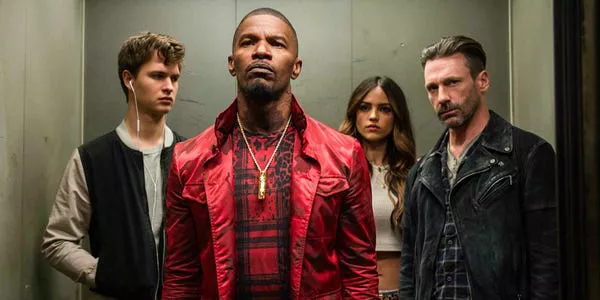 Ansel Elgort, Jamie Foxx, Eiza González, and Jon Hamm in 'Baby Driver.' Sony Pictures