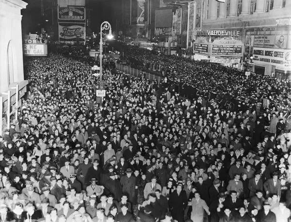 New York City participated in a dim-out to ring in 1943. Bettmann/Contributor/Bettmann Archive/Getty Images