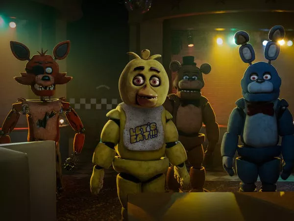 Foxy, Chica, Freddy Fazbear y Bonnie en 'Five Nights at Freddy's'. Patti Perret/Universal Pictures