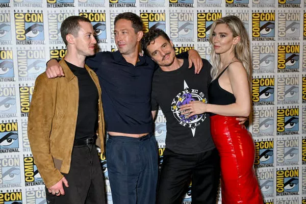 'The Fantastic Four: First Steps' el elenco (L-R) Joseph Quinn, Ebon Moss-Bachrach, Pedro Pascal y Vanessa Kirby. Gilbert Flores / Variety a través de Getty Images