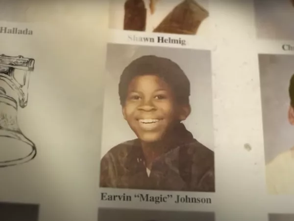 A young Magic Johnson's yearbook photo was featured in Honda's 2017 Super Bowl ad.