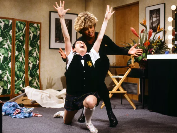 Molly Shannon as Mary Katherine Gallagher and Tina Turner during a 1997 sketch. Mary Ellen Matthews/NBCU Photo Bank/NBCUniversal/Getty Images