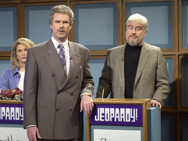 Will Ferrell as Alex Trebek and Darrell Hammond as Sean Connery during 'Celebrity Jeopardy.' Mary Ellen Matthews/NBCU Photo Bank/NBCUniversal/Getty Images