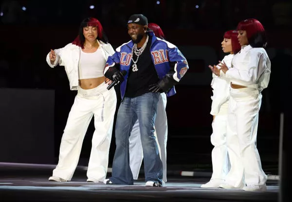 Lamar performing during the 2025 Super Bowl halftime show. Kevin Mazur/Kevin Mazur/Getty Images for Roc Nation