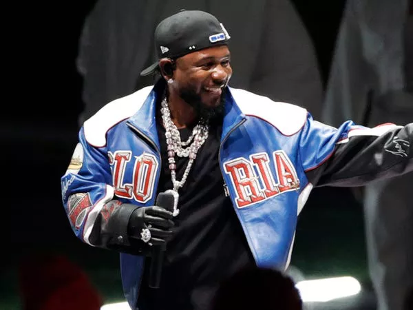 Lamar wore a varsity jacket for his Super Bowl performance. Bob Kupbens/Icon Sportswire via Getty Images