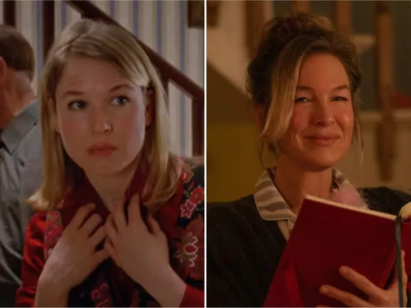 Renée Zellweger como Bridget Jones en 2001's 'Bridget Jones's Diary' y 2025's 'Bridget Jones: Mad About The Boy.'