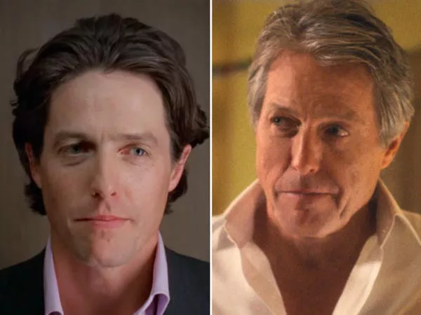 Hugh Grant como Daniel Cleaver en 2001's 'Bridget Jones's Diary' y 2025's 'Bridget Jones: Mad About The Boy.'