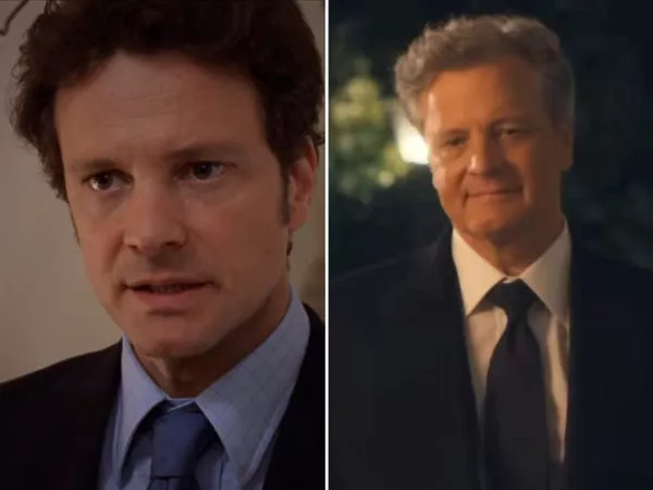 Colin Firth como Mark Darcy en 2001's 'Bridget Jones's Diary' y 2025's 'Bridget Jones: Mad About The Boy.'